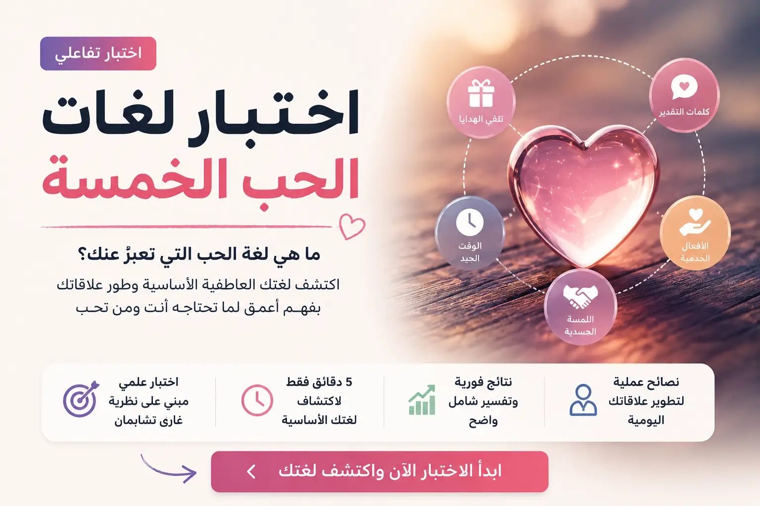 اختبار لغات الحب الخمسة اكتشف طريقتك في التعبير عن الحب